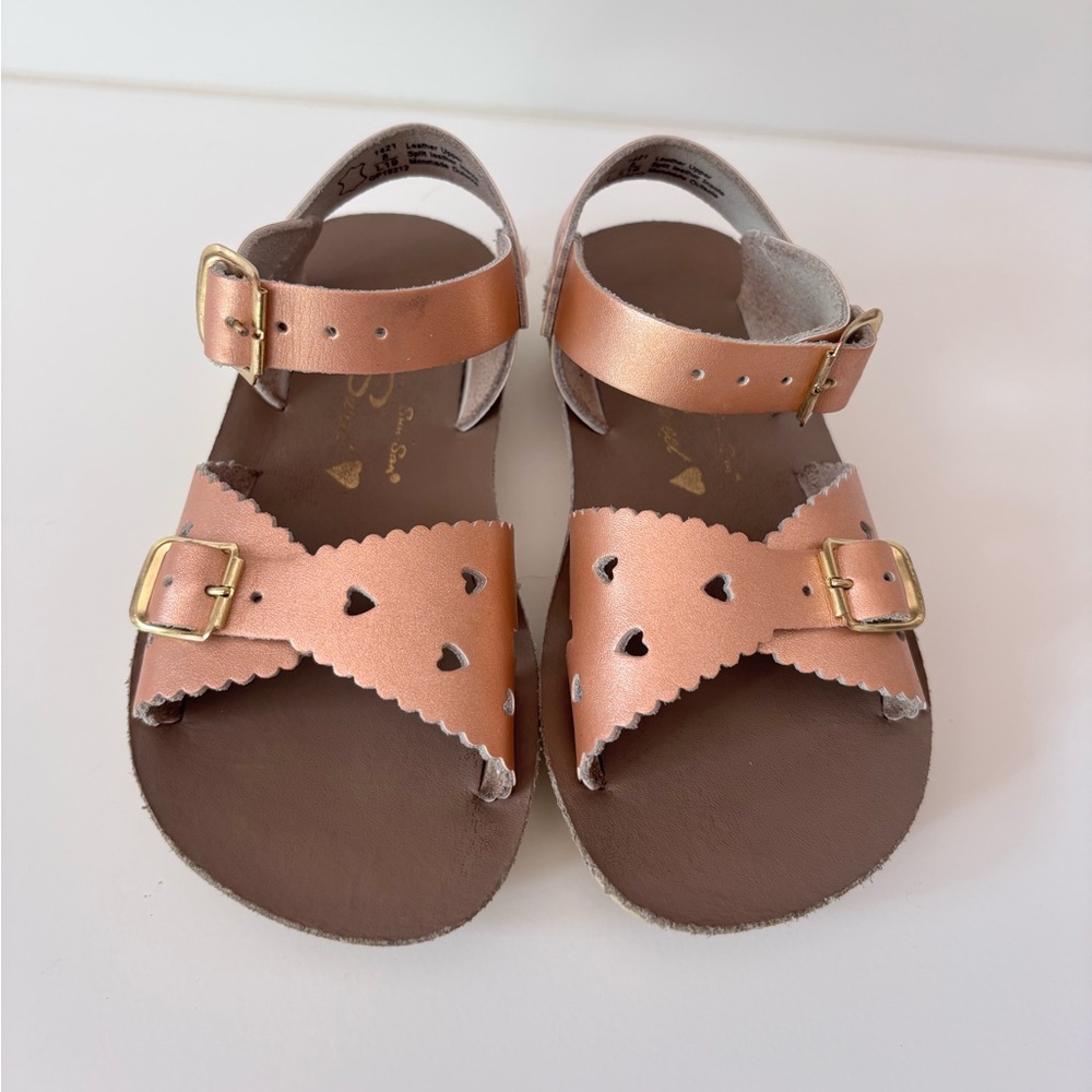 Salt-Water Sun-San Sweetheart Rose Gold Sandals Size 8T